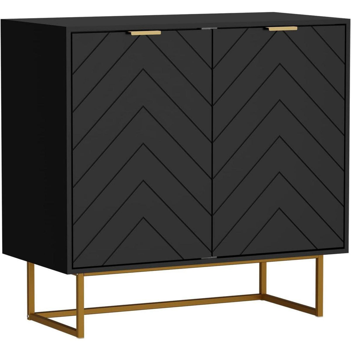 Sideboard 2er Set Schwarz – 160x40x77,5cm, Buffet & Co.