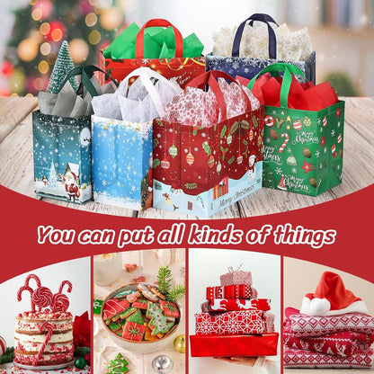 Weihnachtstüten Geschenktüten Gewebepapier Santa Claus Design 6er-Pack