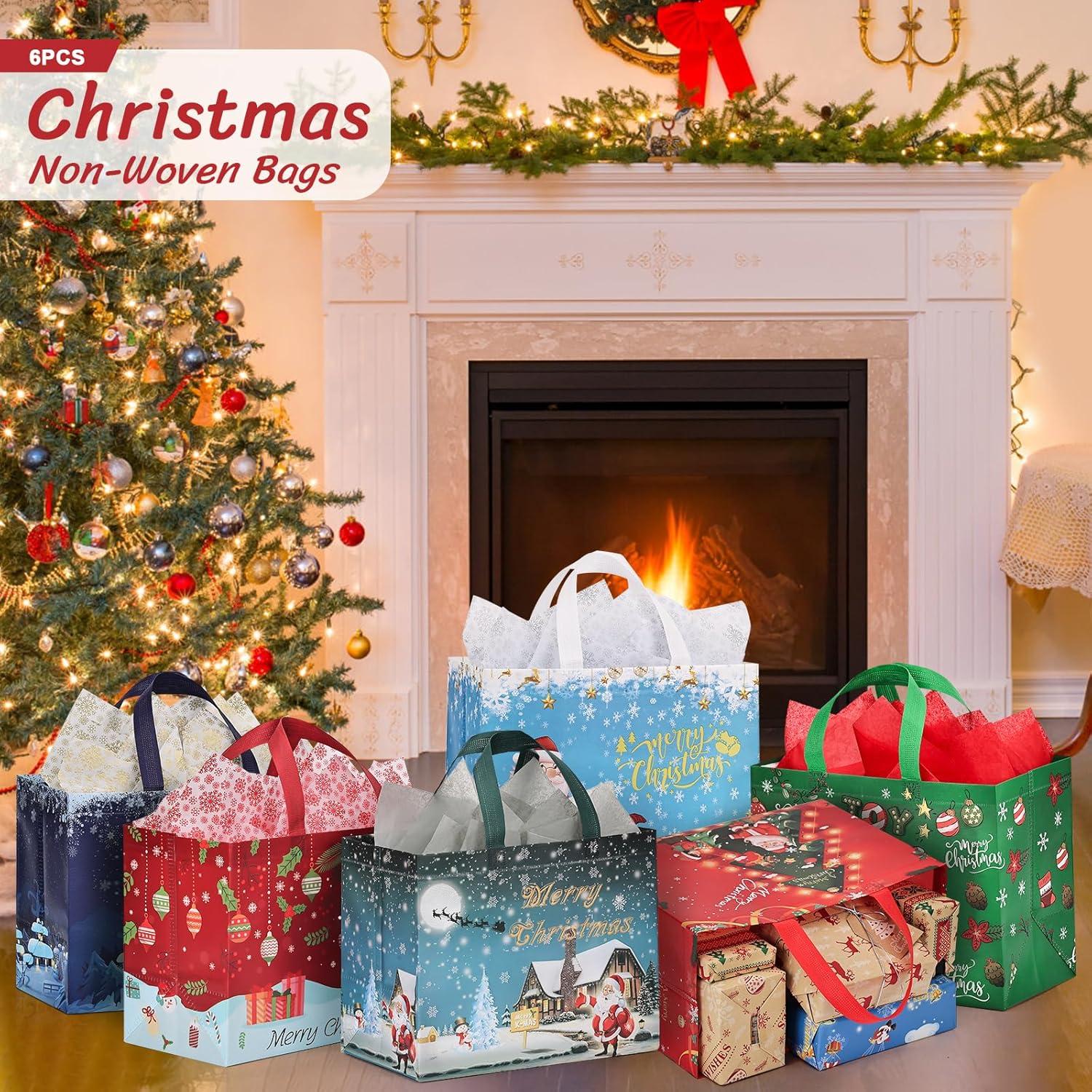 BBLIKE Weihnachtsgeschenktüten 6er Pack - Santa, Elch, Weihnachtsbaum