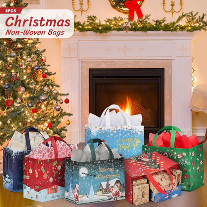 BBLIKE Weihnachtsgeschenktüten 6er Pack - Santa, Elch, Weihnachtsbaum