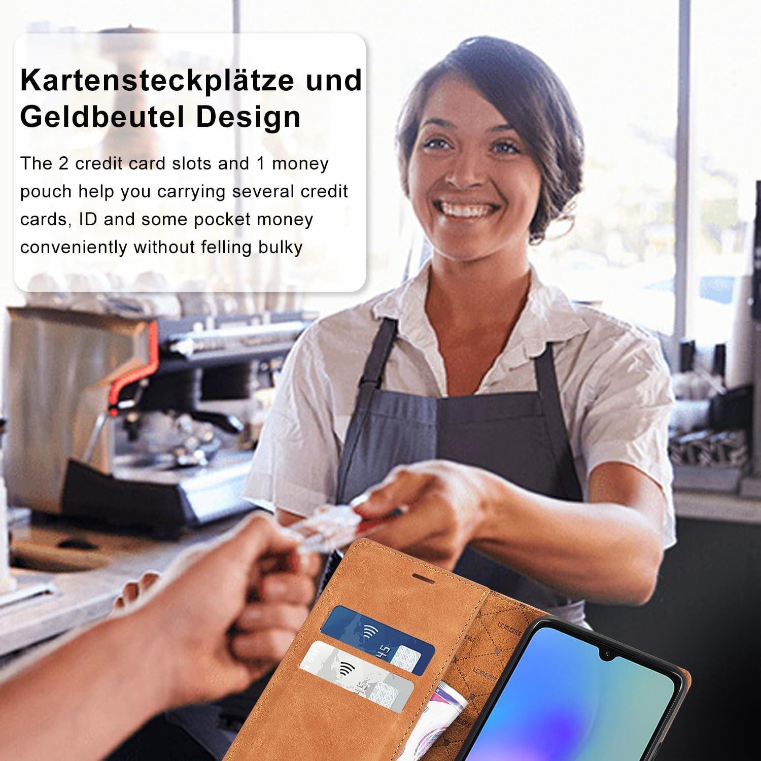 Samsung Galaxy A05S Hülle Leder mit Schutzfolie - Klappbar Wallet Case