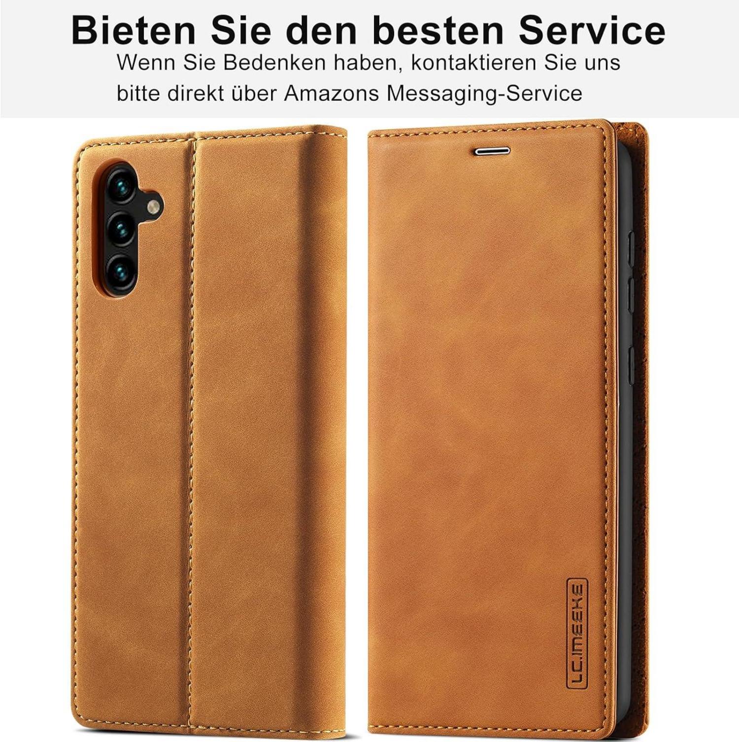 Samsung Galaxy A05S Hülle Leder Wallet Flip Case Schutz Braun