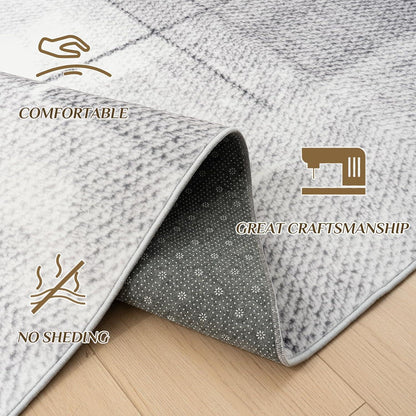 Teppich Moderner Kurzflor 200x300 Anti-Rutsch Waschbar Groß Streifen Weich