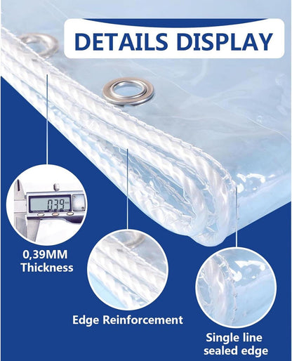 Transparente PVC Abdeckplane Wasserdicht 420g/m² mit Ösen 1x2m