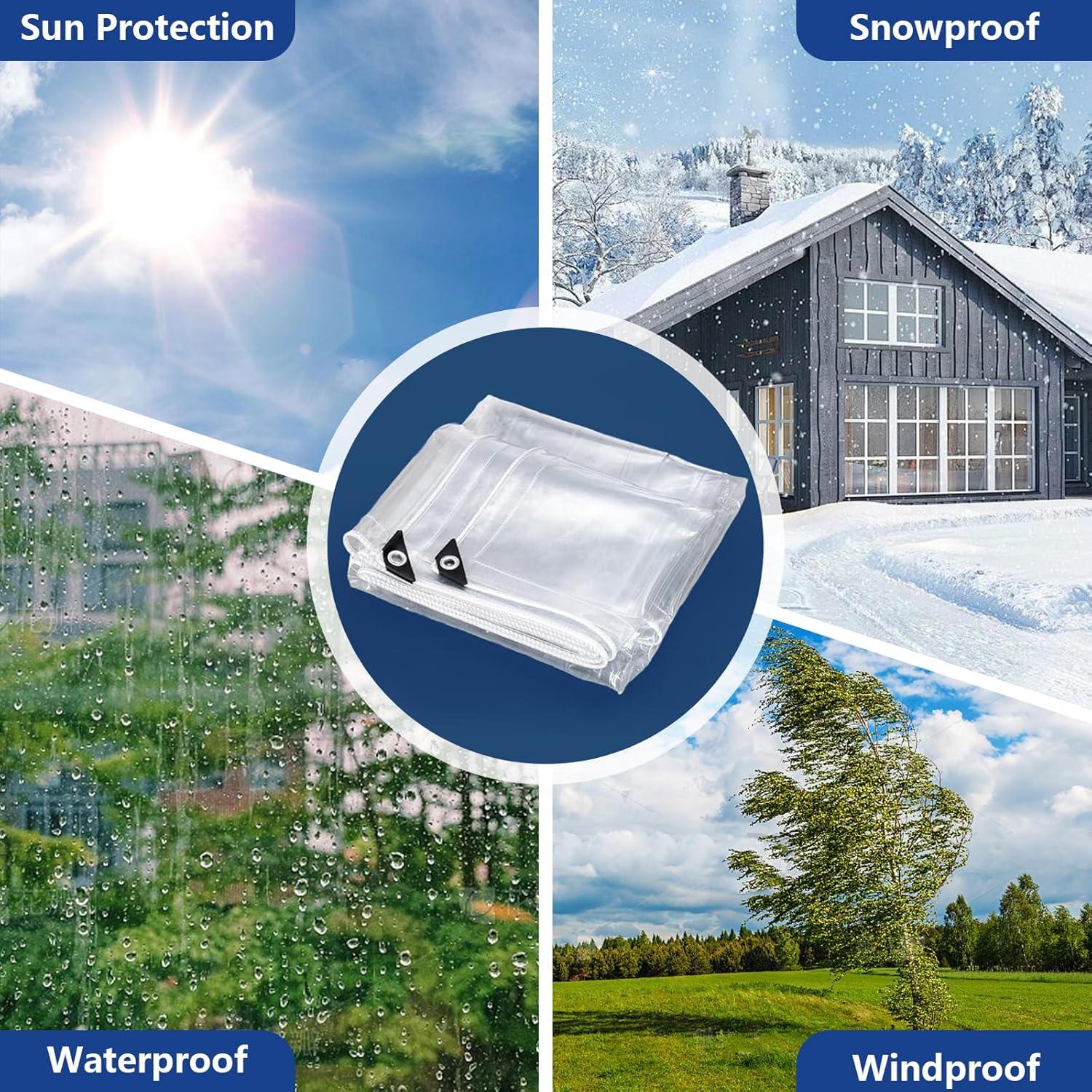 Abdeckplane Wasserdicht Transparent 420g/m² PVC Ösen Gartenmöbel