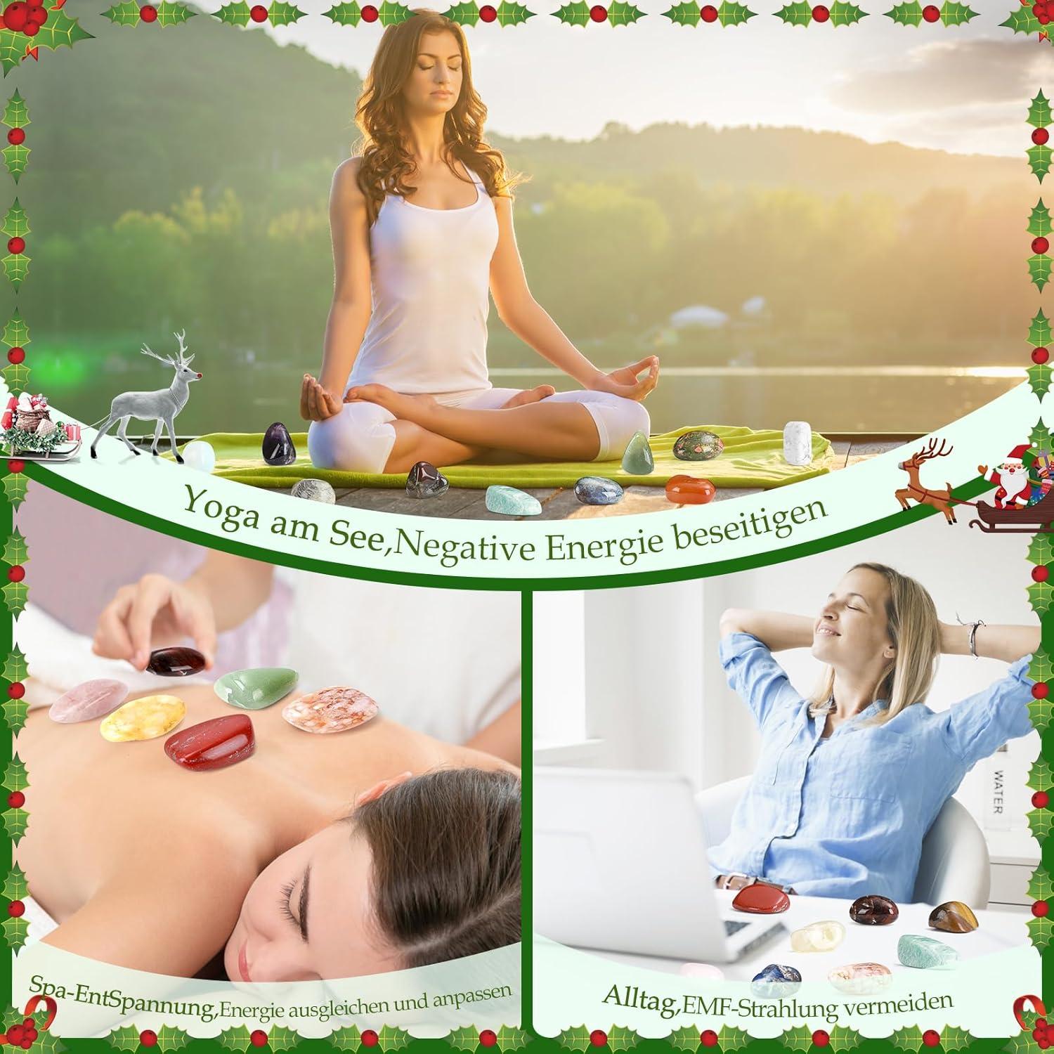 LINROMIA Adventskalender 2024 Frauen Kristalle 24 Natürliche Chakra Steine und Halskette
