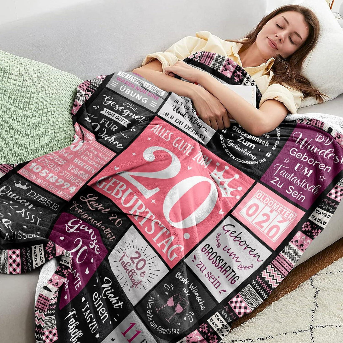Flanell-Decke 20. Geburtstag Geschenk Frau 200x150cm