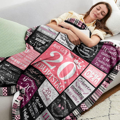 Flanell-Decke 20. Geburtstag Geschenk Frau 200x150cm