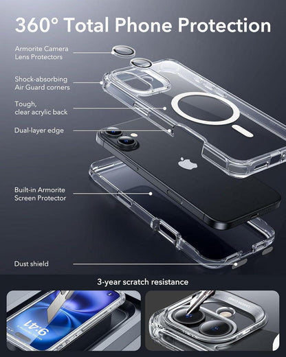 360 Grad Schutzhülle für iPhone 16 mit MagSafe-Kompatibilität