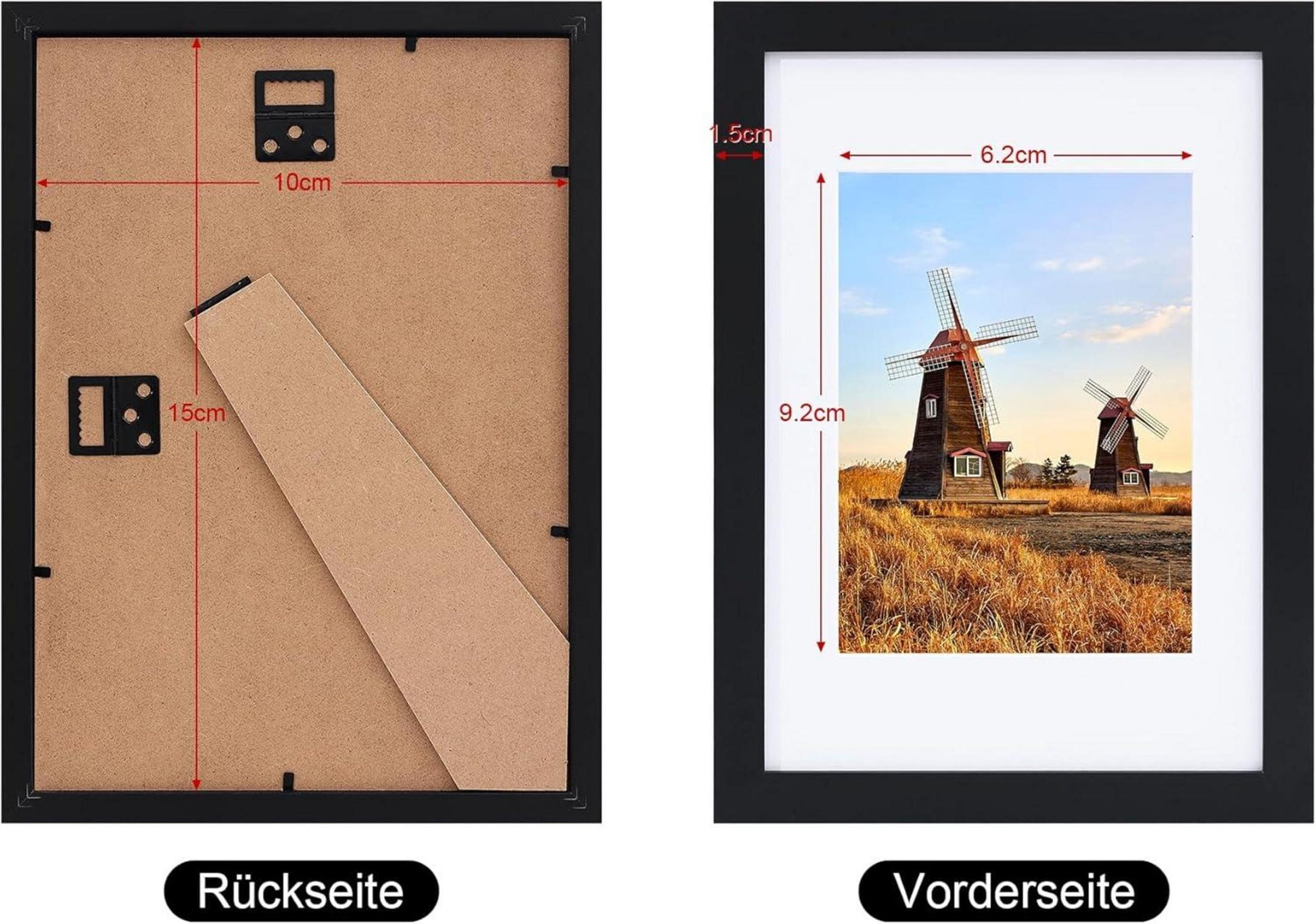 Spotjoy Schwarz Holz Bilderrahmen 10x15cm 12er Set Acrylglas