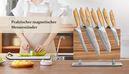 Magnetischer Messerhalter Akazienholz mit Edelstahlsockel