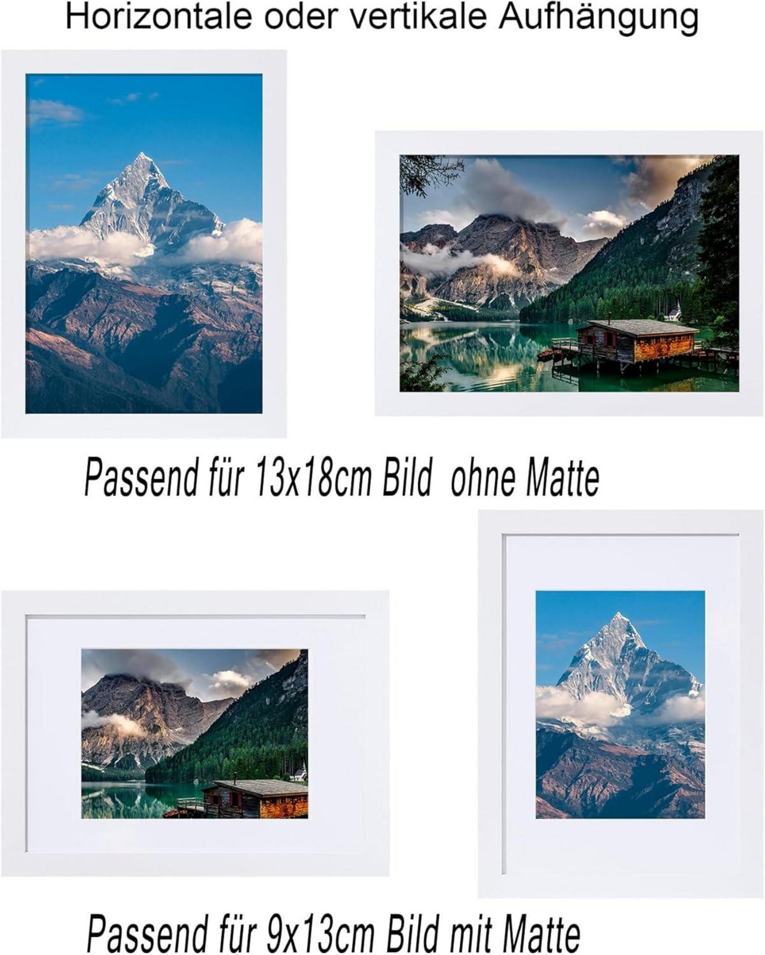 Bilderrahmen 13x18 cm 12er Set Holzrahmen mit Passepartout
