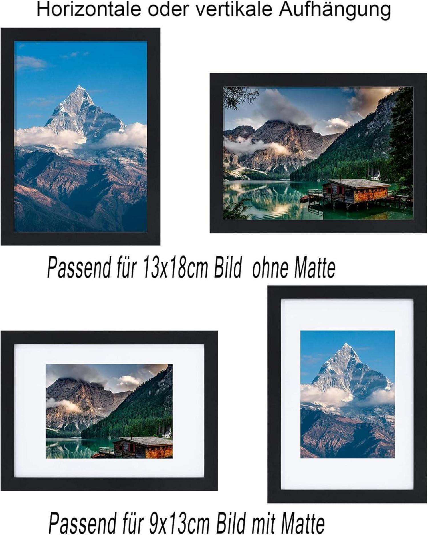 Bilderrahmen 13x18 cm 12er Set Fotorahmen Passepartout Holzrahmen