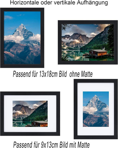 Bilderrahmen 13x18 cm 12er Set Fotorahmen Passepartout Holzrahmen