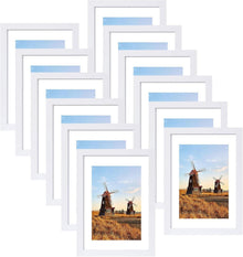 Bilderrahmen 15x20cm 12er Set Weiß Holzrahmen mit Acrylglas