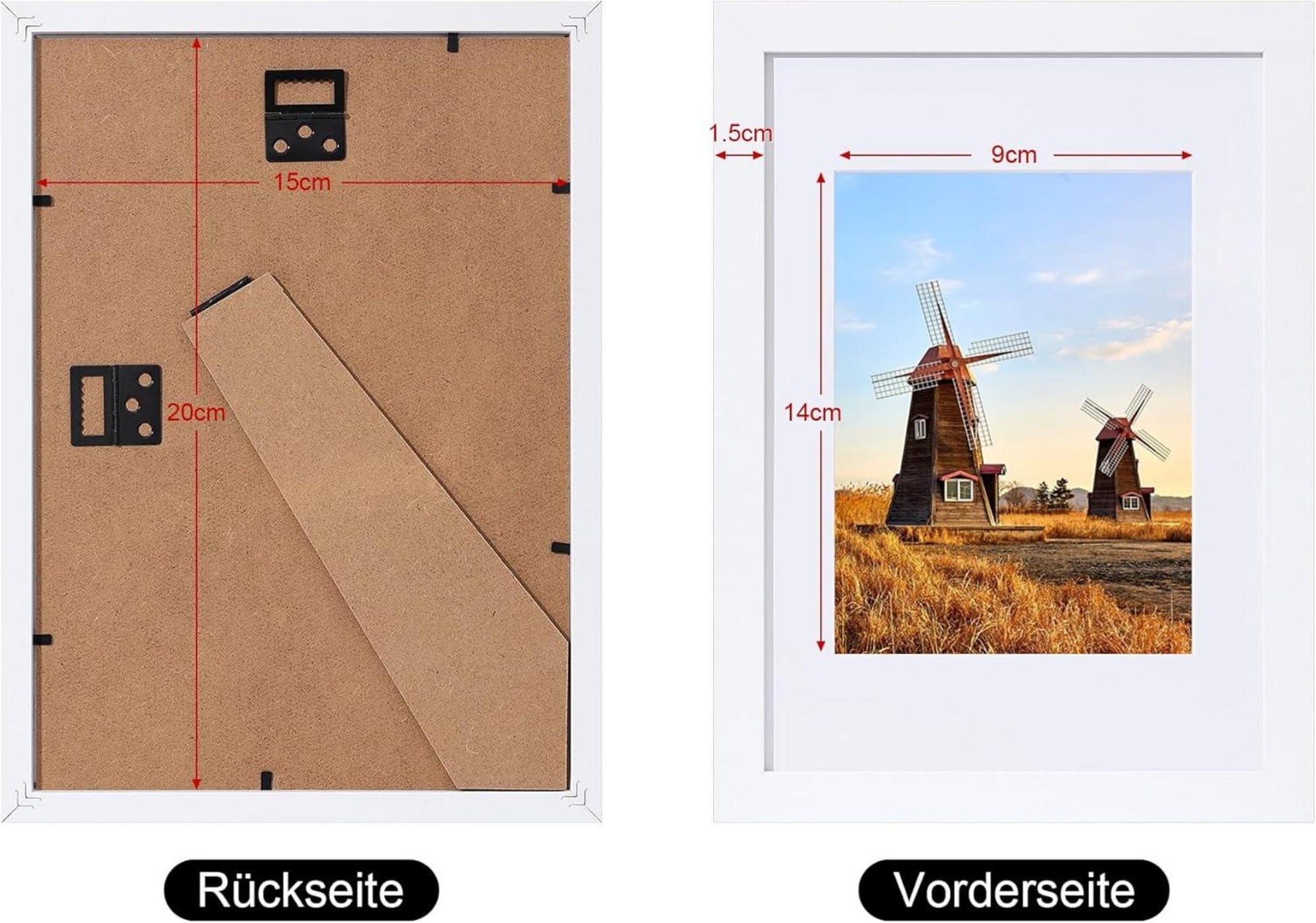 Fotorahmen 15x20 cm 12er Set mit Passepartout Holzrahmen Acrylglas