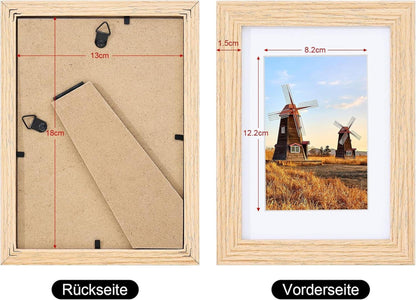 12er Set Bilderrahmen 13x18 cm Holzrahmen mit Passepartout Acrylglas