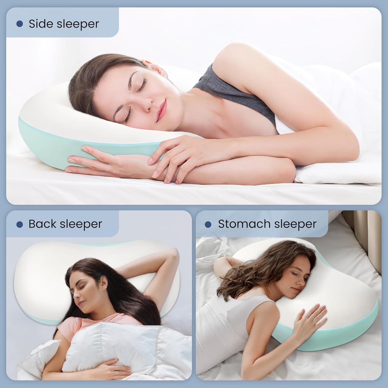 Memory Foam-Nackenstützkissen Wolkenform Blau/Weiß Orthopädisch