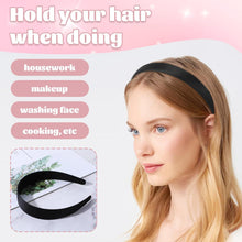 Schwarze Satin Stirnbänder Set 2 Stück 2.5cm Breit Damen