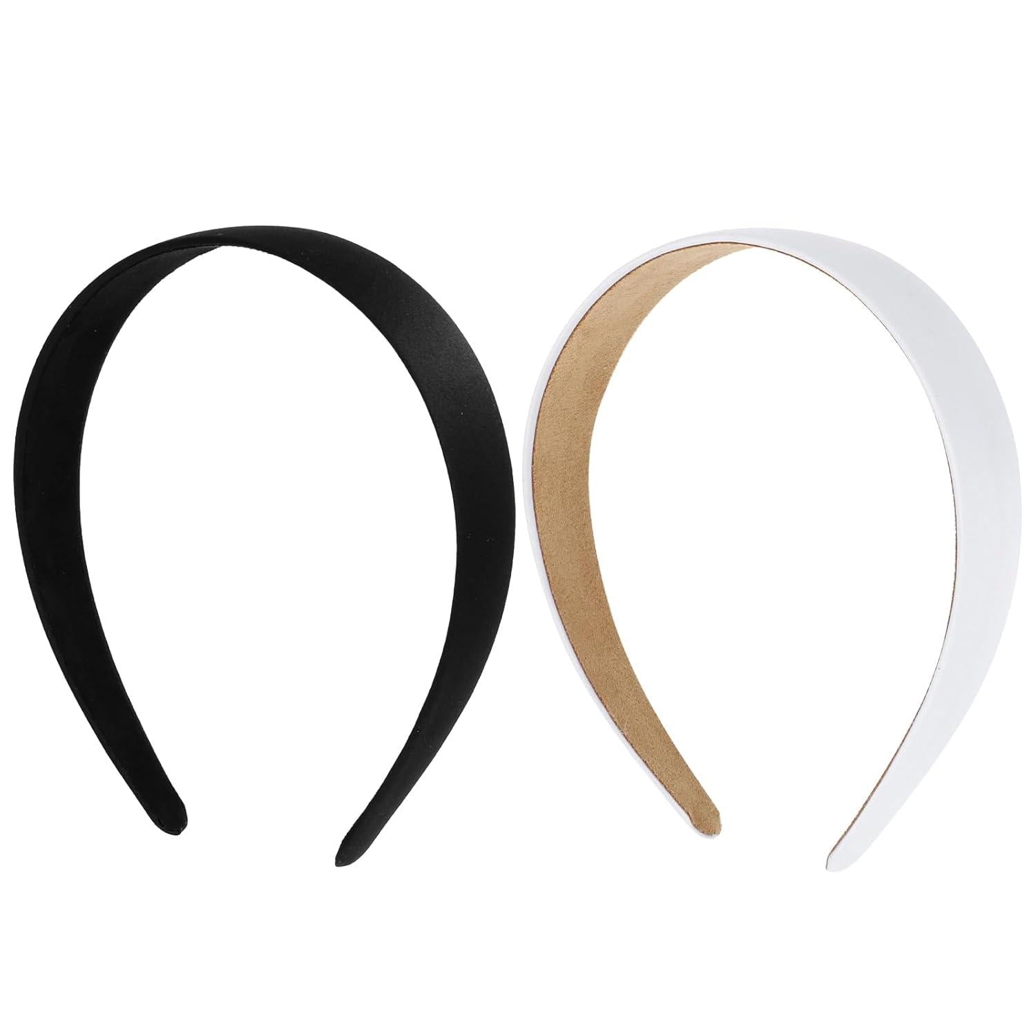 2er Set Schwarze Satin Haarreifen 2.5cm breit - DIY Haarschmuck für