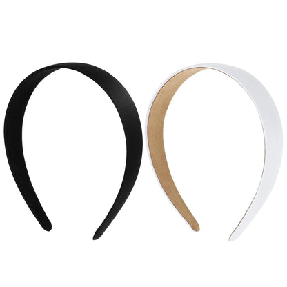 2er Set Schwarze Satin Haarreifen 2.5cm breit - DIY Haarschmuck für