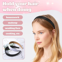 Schwarze Satin Stirnbänder 2 Stück - Modisches Haarreif Set