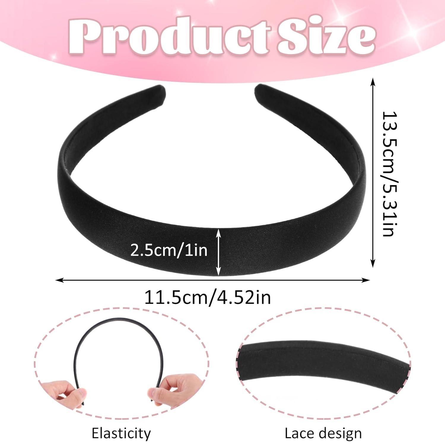 2er Set Schwarze Satin Haarreifen 2.5cm breit - DIY Haarschmuck für