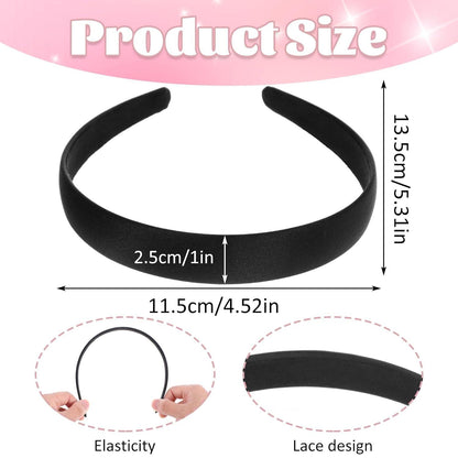 2er Set Schwarze Satin Haarreifen 2.5cm breit - DIY Haarschmuck für
