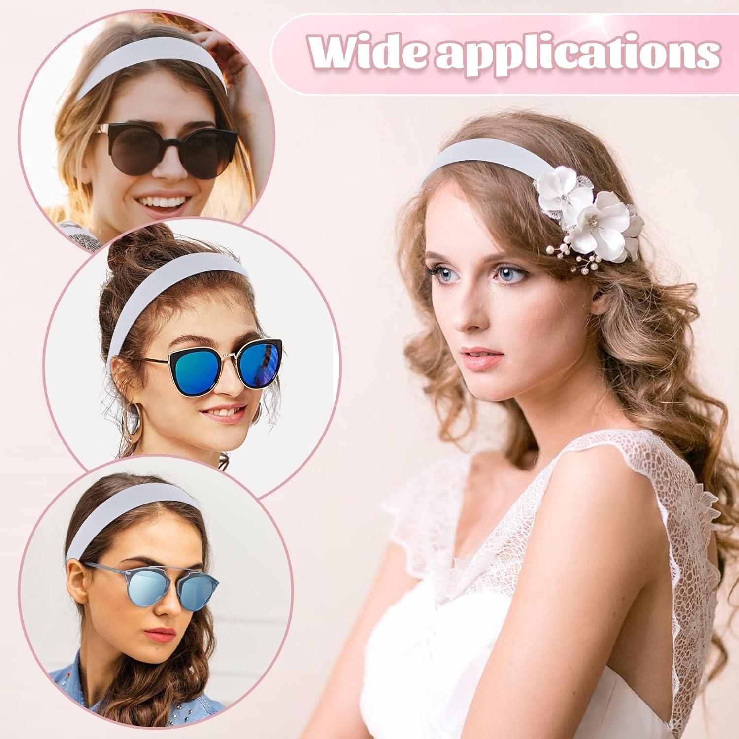 2er Set Schwarze Satin Haarreifen 2.5cm breit für Damen - DIY Retro