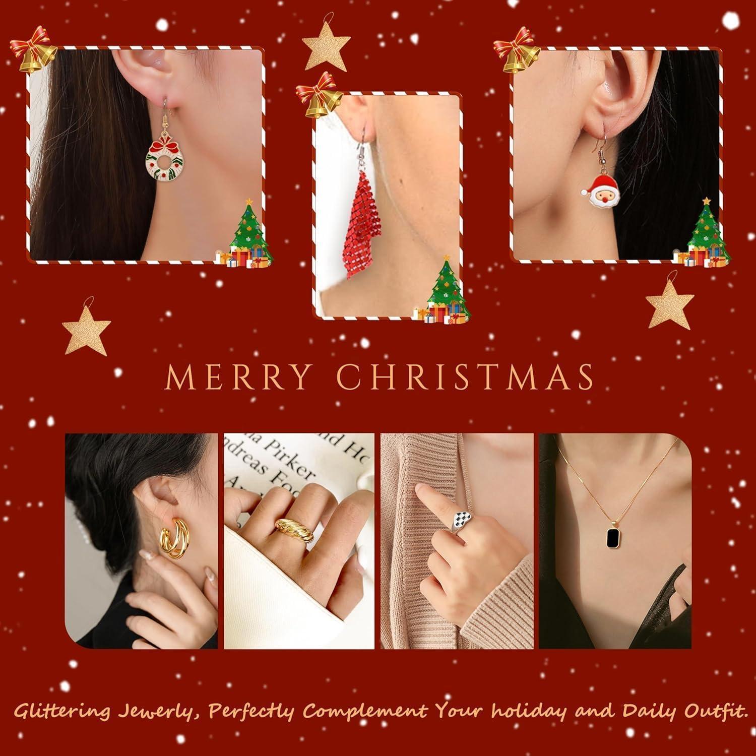 Schmuck Adventskalender 2024 mit Ohrringen Halskette Fingerringen