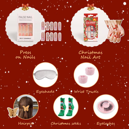 Schmuck Adventskalender 2024 Ohrringe Halskette Fingerring Nägel Weihnachtsgeschenke