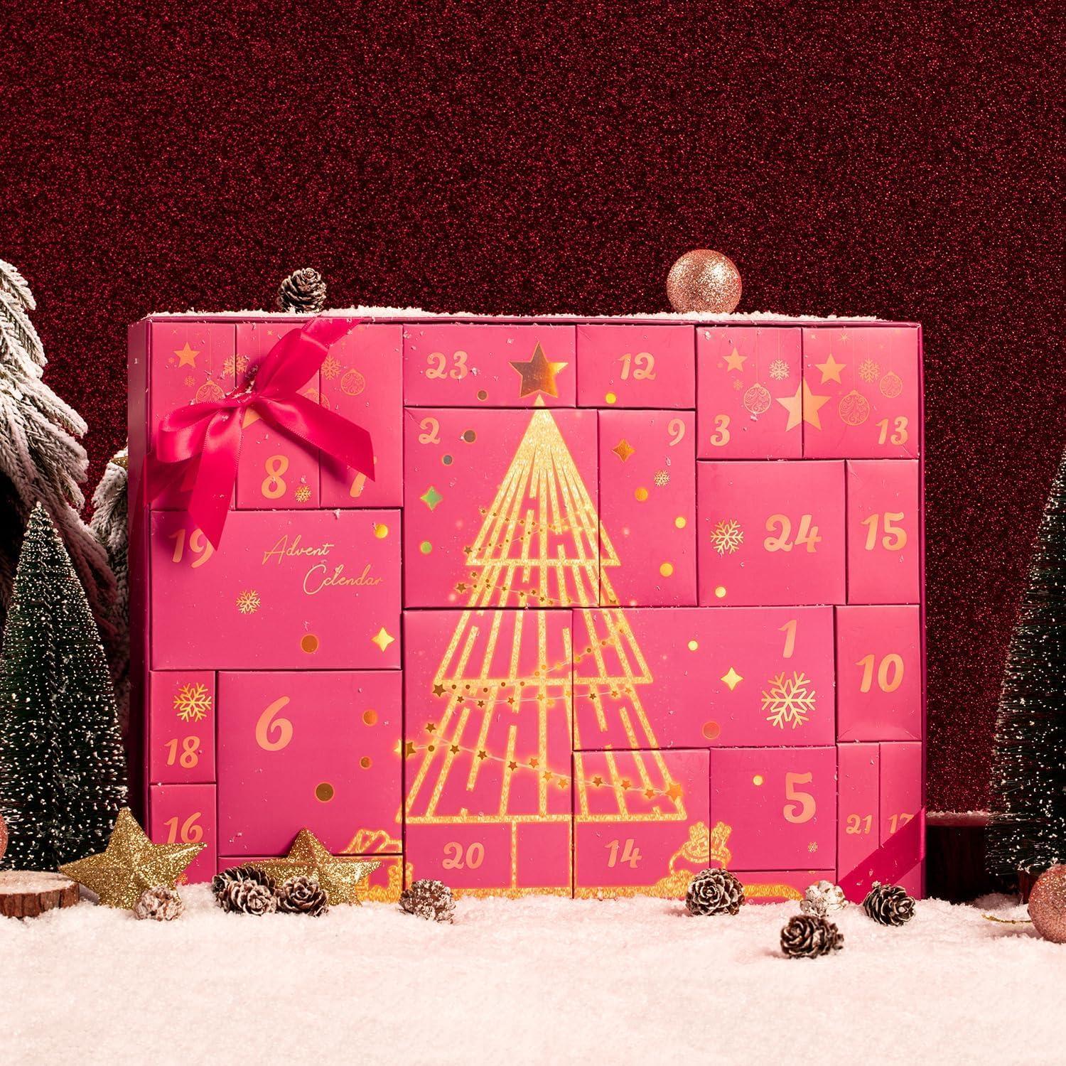 Adventskalender 2024 Schmuck Set Ohrringe Halskette Ringe Nägel