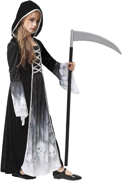 Halloween Sensenmann Mädchen Kostüm Grim Reaper Skelett Kleid