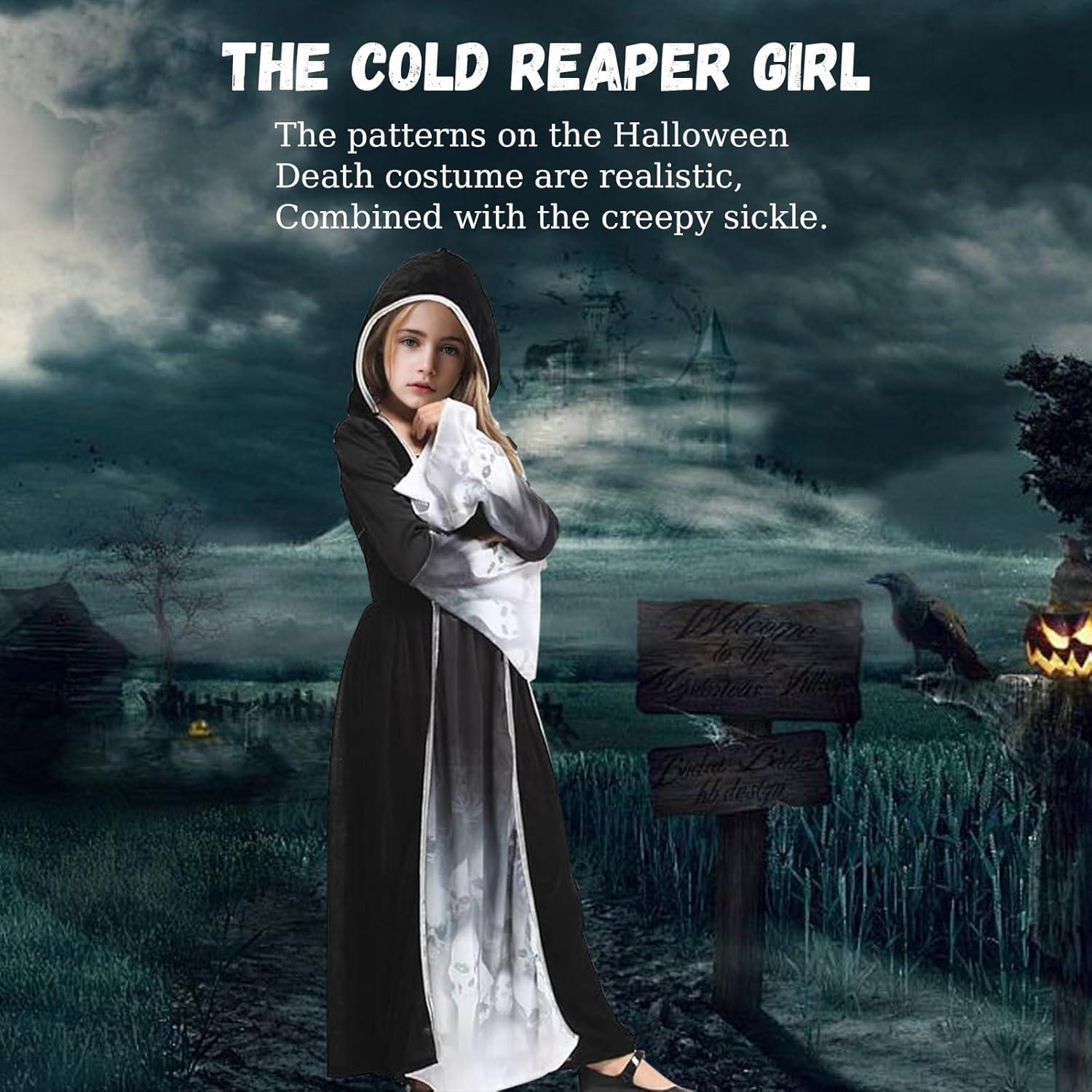 Halloween Sensenmann Mädchen Kostüm Grim Reaper Skelett L XL