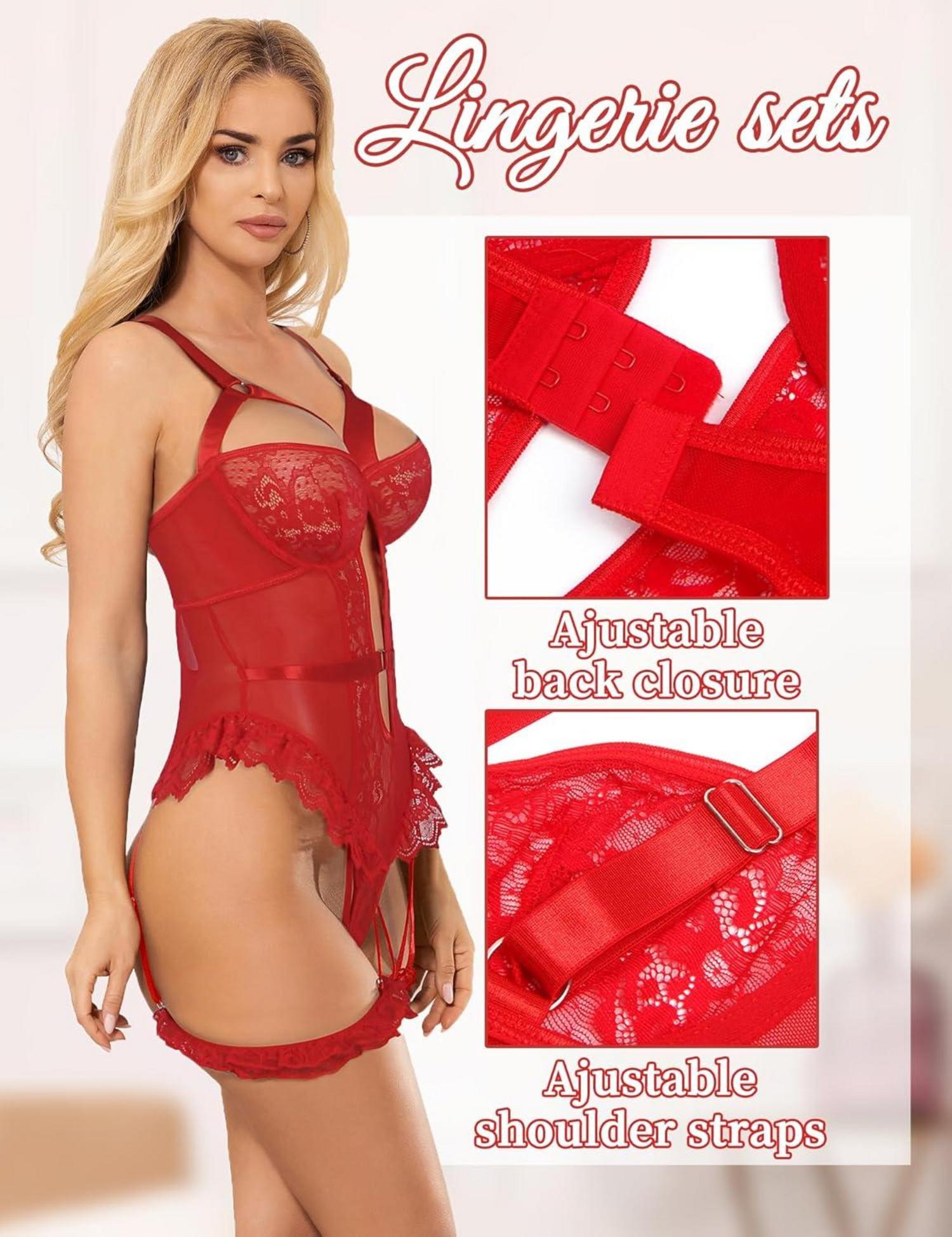 Sexy Spitzenbody Dessous Reizwäsche große Größen 3XL-4XL Rot