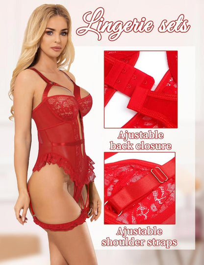 Sexy Spitzenbody Dessous Reizwäsche große Größen 3XL-4XL Rot