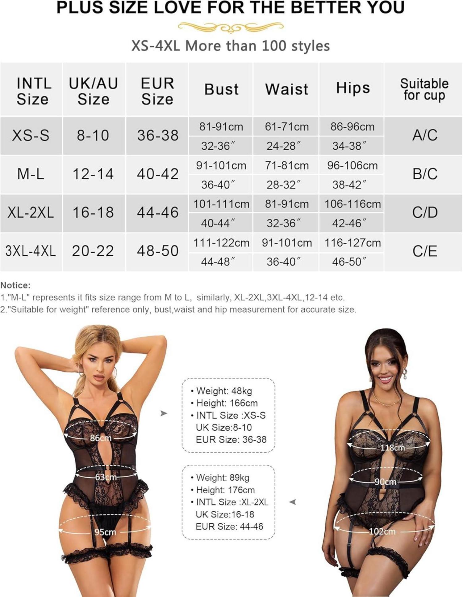 Sexy Spitzen Body Dessous Set Plus Size 3XL-4XL Rot mit Strumpfhalter