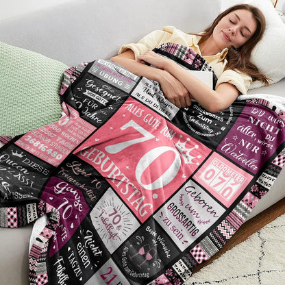 Flaneldecke 70. Geburtstag Frau – Kuschelig & Dekorativ 200x150cm