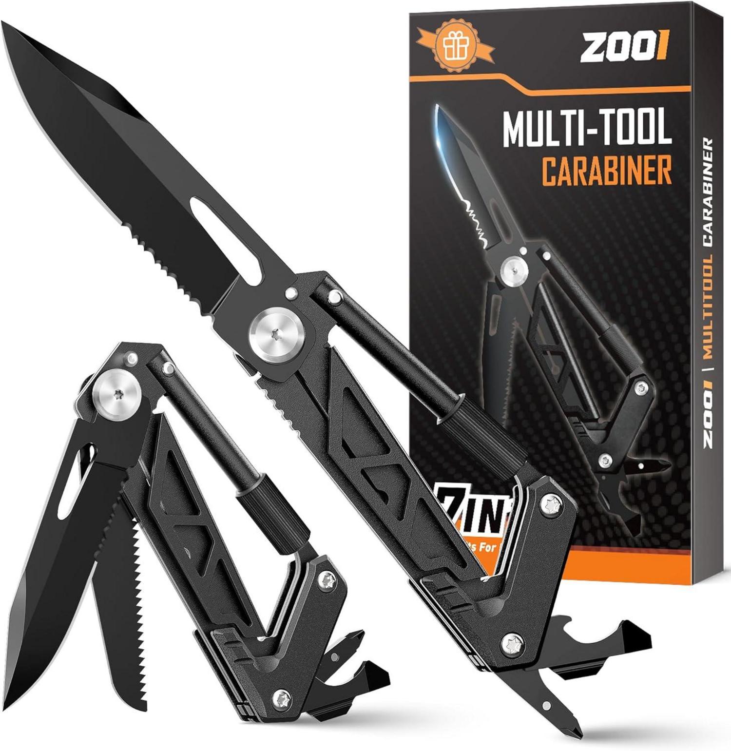 Multitool Karabiner Taschenmesser für Männer Schwarz
