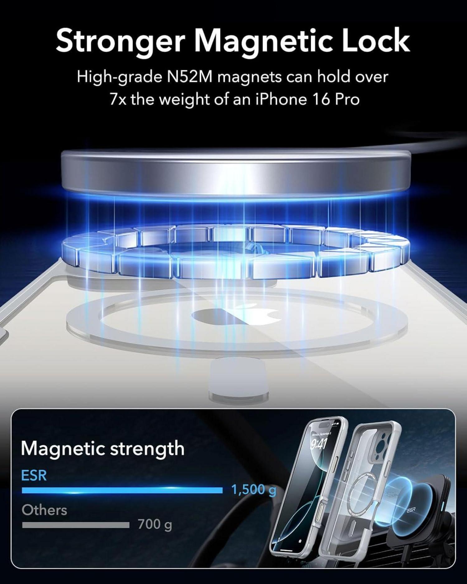 ESR iPhone 16 Pro Hülle MagSafe 360° Schutz Klares Grau Magnetisch