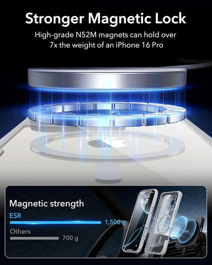 ESR iPhone 16 Pro Hülle MagSafe 360° Schutz Klares Grau Magnetisch
