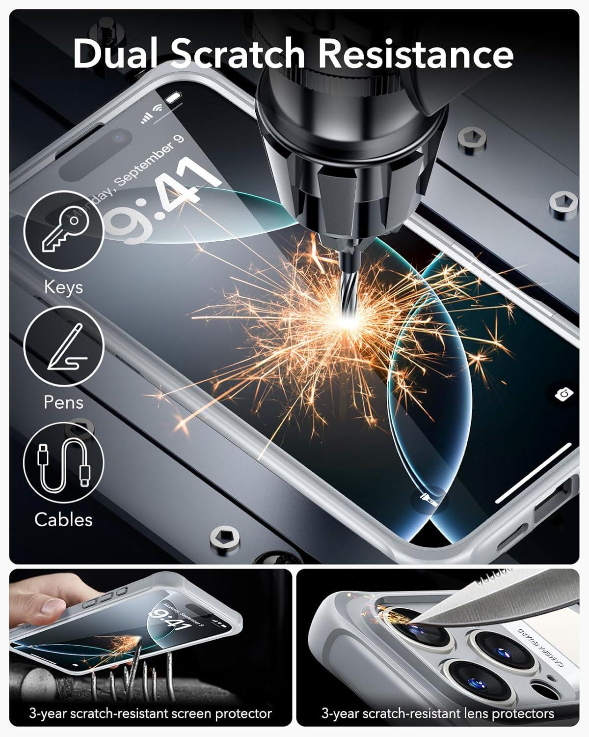 Schutzhülle für iPhone 16 Pro, Kompatibel mit MagSafe, 360 Grad, Grau