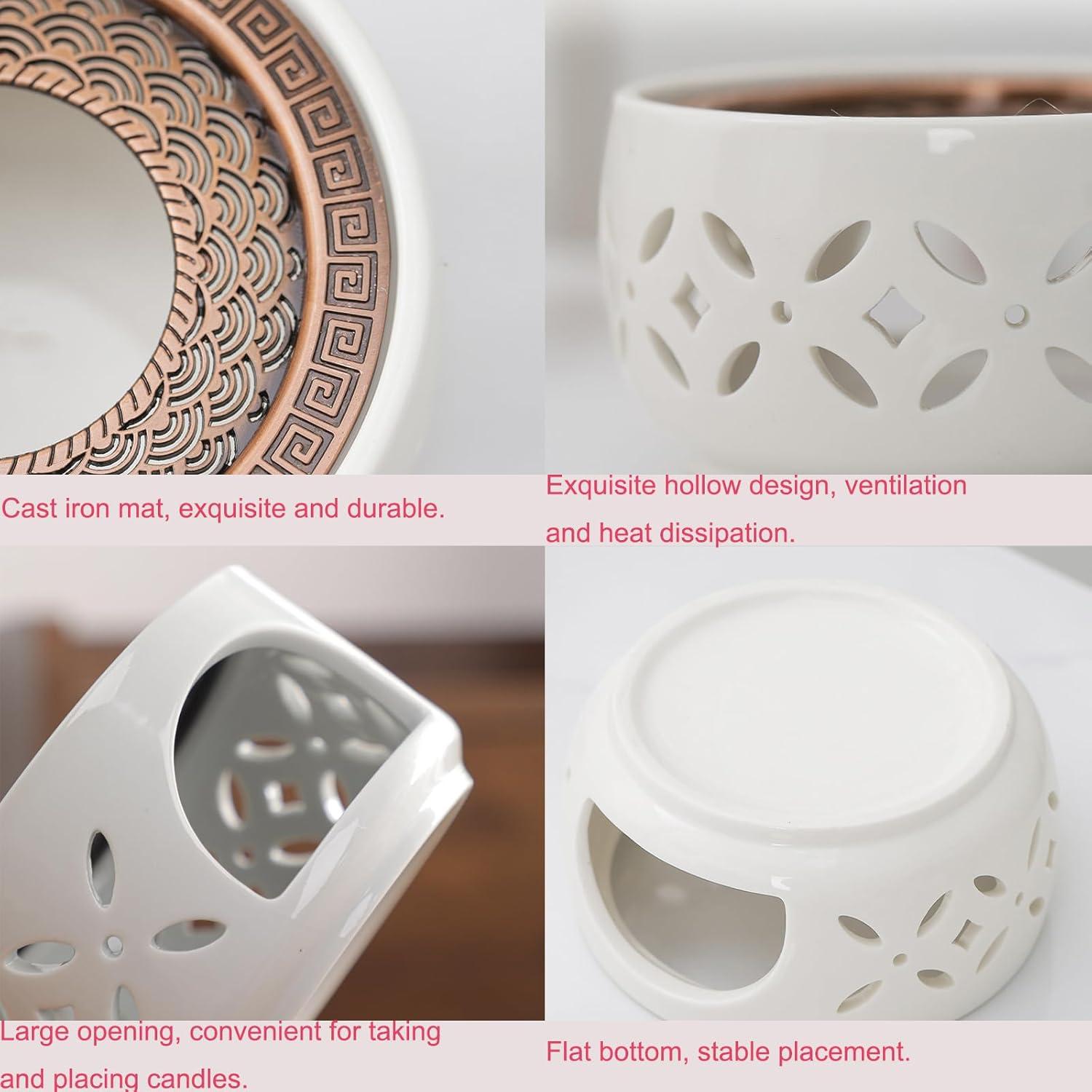 Stövchen Teewärmer Porzellan Teelichthalter Herdmatte Hohl Design