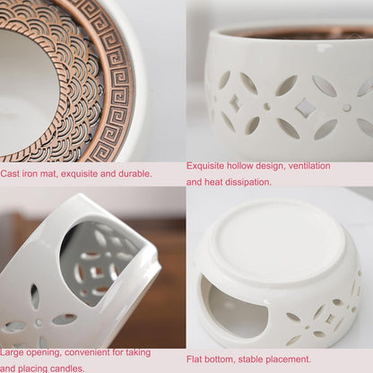 Stövchen Teewärmer Porzellan Teelichthalter Herdmatte Hohl Design