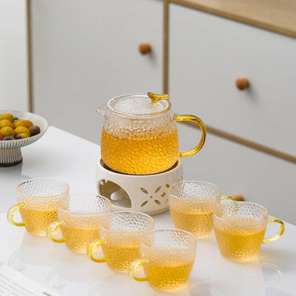 Stövchen Teewärmer Porzellan für Teekanne Keramik 2 Herdmatten Hohl Geschnitztes Design