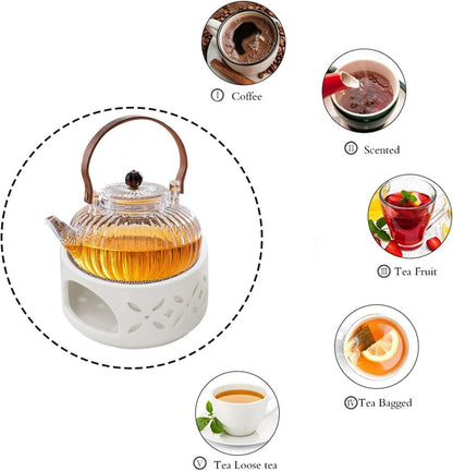 Stövchen Teewärmer Porzellan Teelichthalter Herdmatte Weiß 11 cm