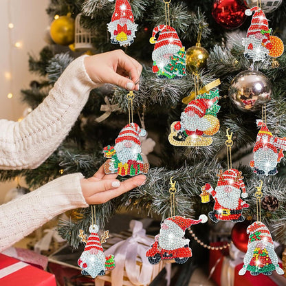 Diamond Painting Weihnachten Anhänger Set - 12 Stück Wichtel DIY Schlüsselanhänger 5D Diamant Painting Weihnchtswichtel