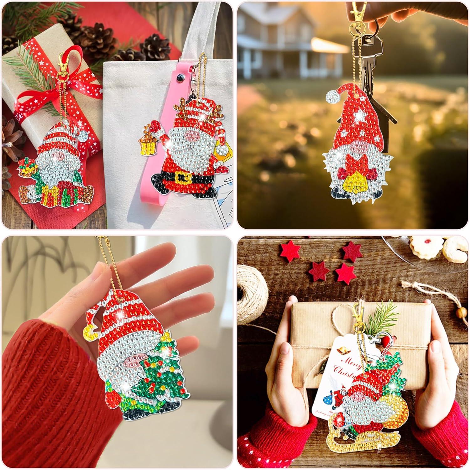Diamond Painting Weihnachtsanhänger Set 12 Wichtel DIY Diamant Schlüsselanhänger