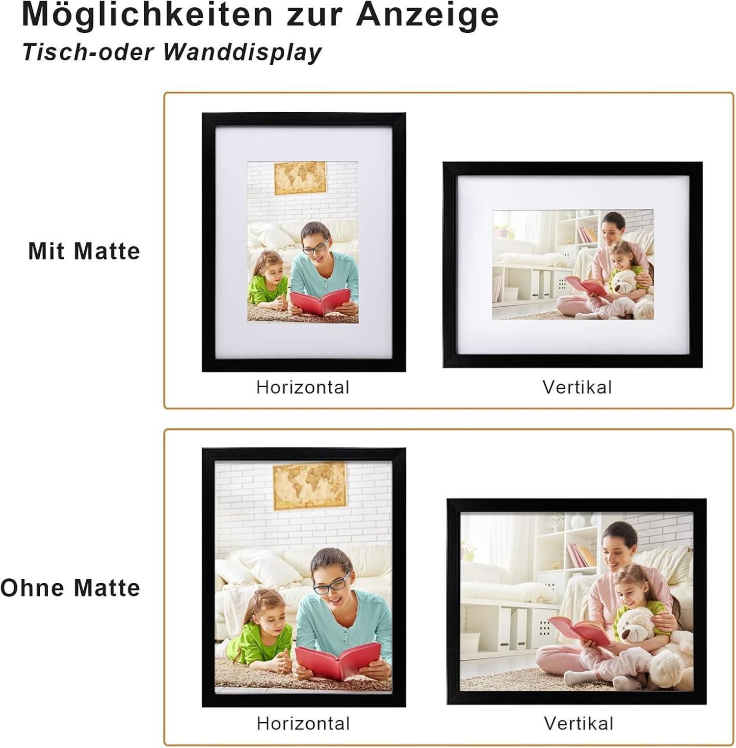 Bilderrahmen A4 Holzrahmen Acrylglas MDF Passepartout Fotos A5 DIN A4