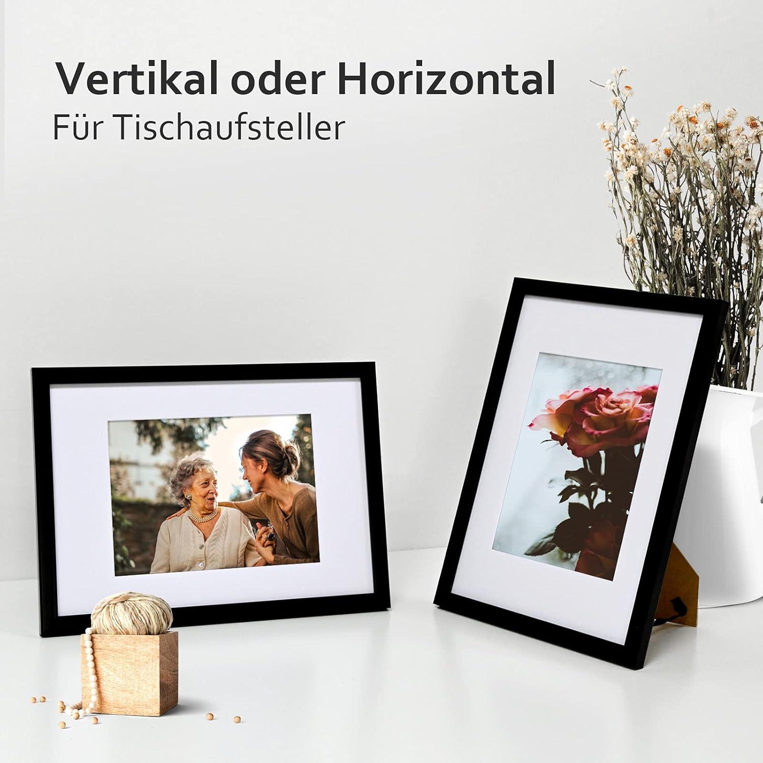 Bilderrahmen A4 Holzrahmen Acrylglas MDF-Rahmen Passepartout Portrait schwarz